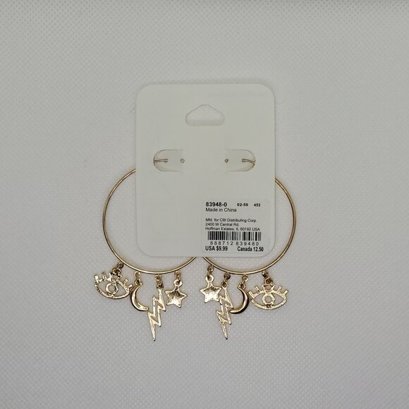 Rose-Gold Charm Hoop Earrings - Picture 2 of 3